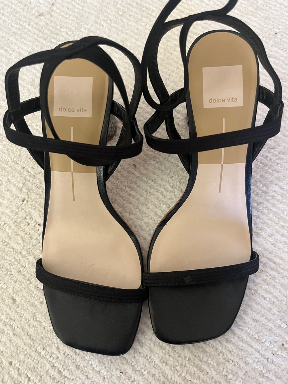 Dolce Vita Black Strappy Square-Toe Heels